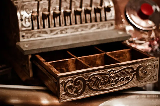 Antique 1930s brass Michigan cash register